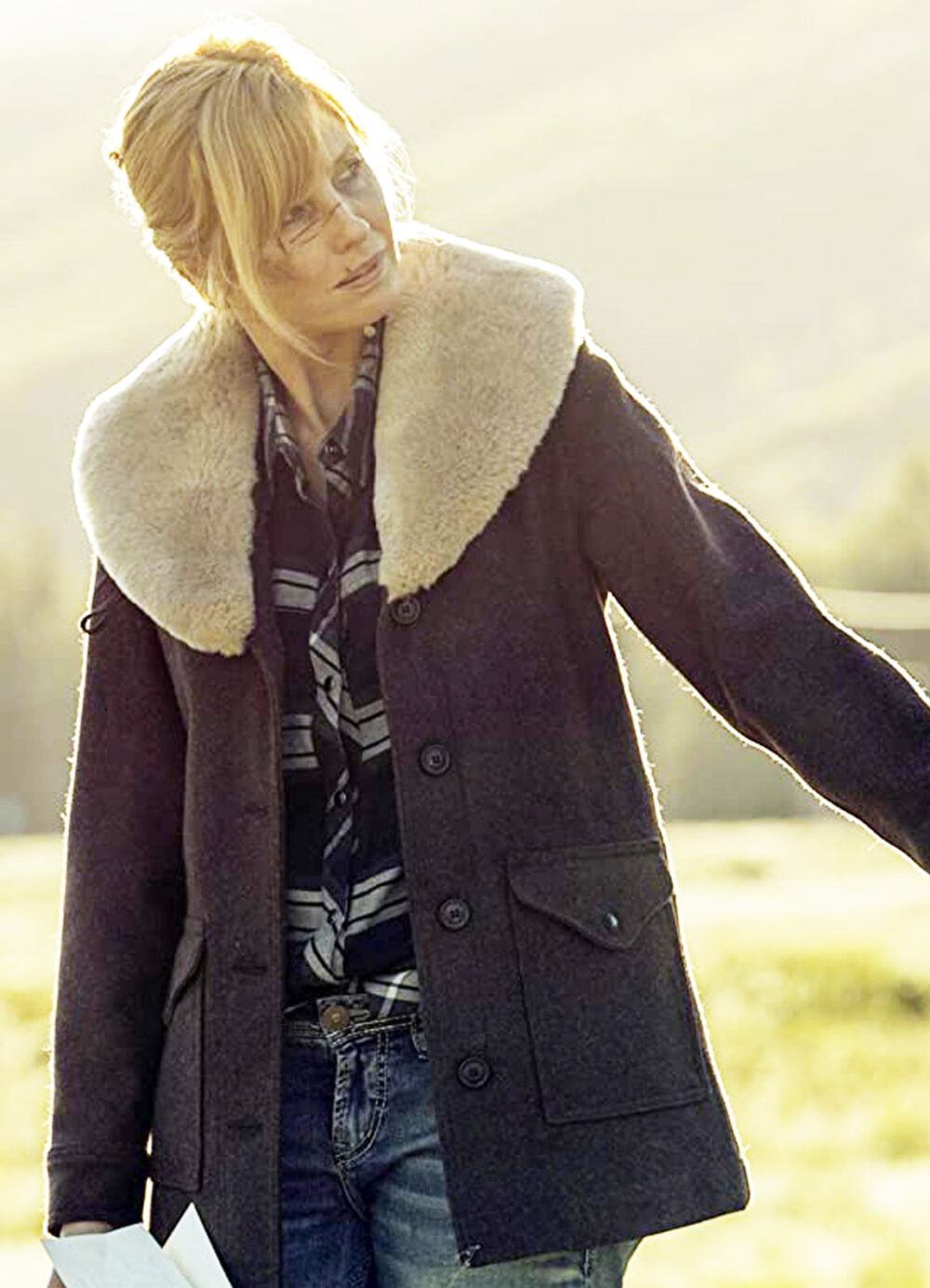 beth-dutton-Brown-Wool-Coat-Yellowstone-outfits