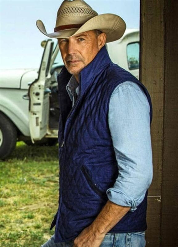 John Dutton Blue Quilted Vest | Kevin Costner Yellowstone