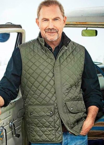 John Dutton Green Quilted Vest | Kevin Costner Yellowstone