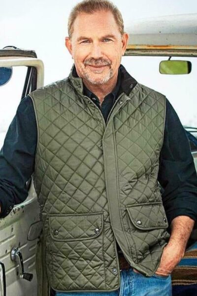 John Dutton Green Quilted Vest | Kevin Costner Yellowstone