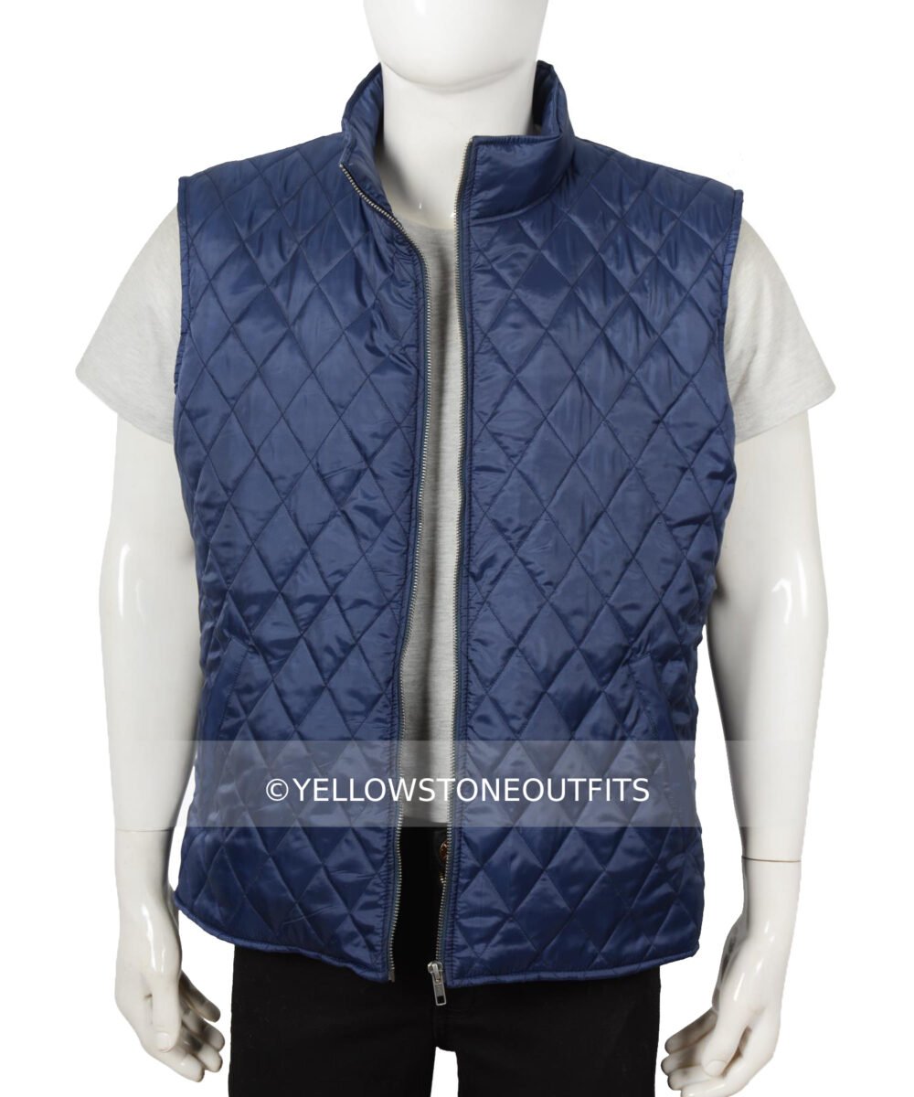 John Dutton Blue Quilted Vest | Kevin Costner Yellowstone