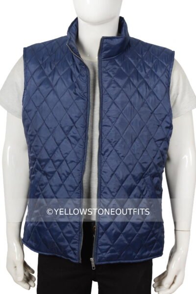 John Dutton Blue Quilted Vest | Kevin Costner Yellowstone