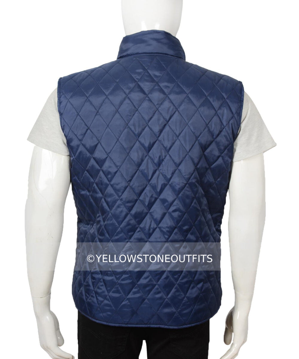 John Dutton Blue Quilted Vest | Kevin Costner Yellowstone