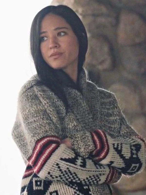 Yellowstone S5 Kelsey Asbille Grey Aztec Cardigan Yellowstone S5 Kelsey Asbille Grey Aztec Cardigan